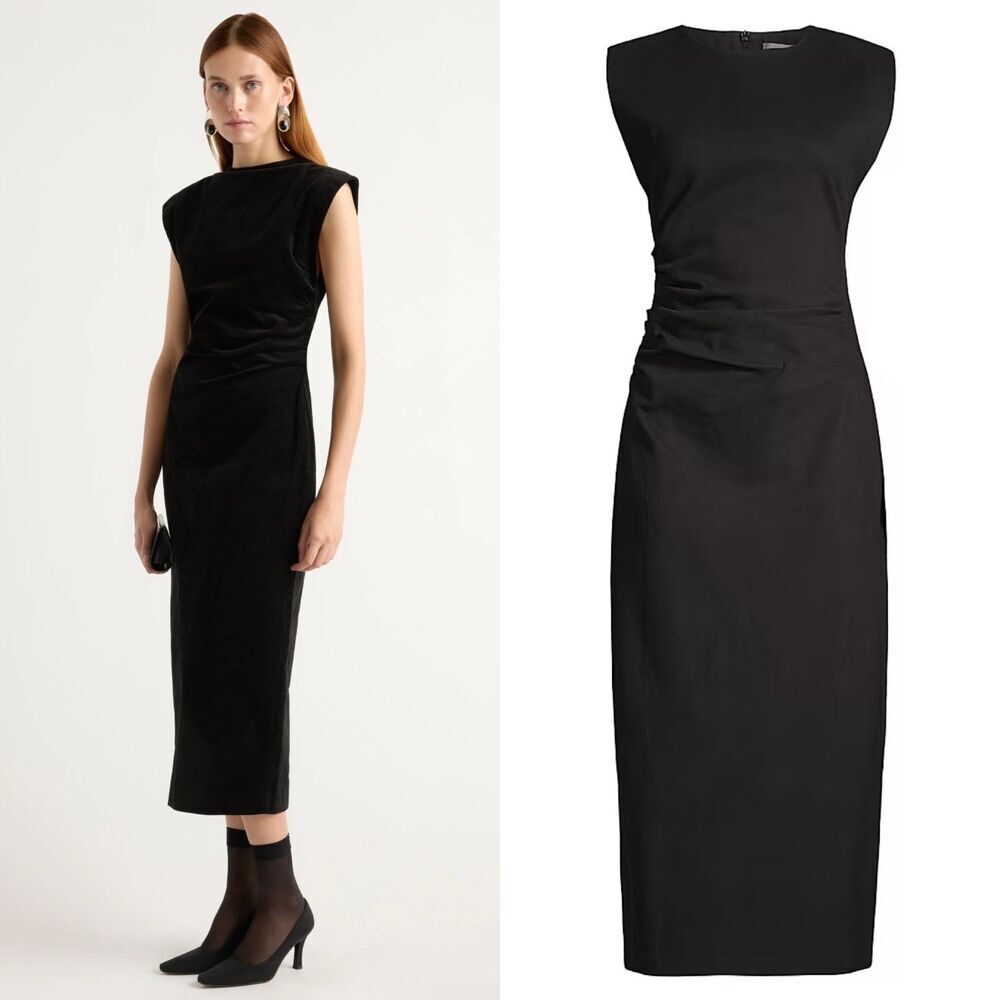 Modern Citizen Women Size 1X Black Cambria Structured Corduroy Maxi Dress Modern